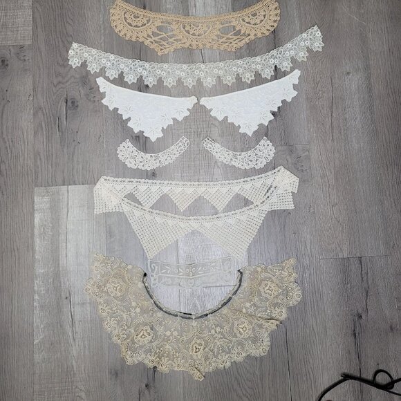 Vintage Lace Collar & Trim Assortment 7 Pieces Beige & White Intricate Designs F - Picture 6 of 6